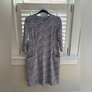 J. McLaughlin Patterned Navy and White Womens Shift Dress